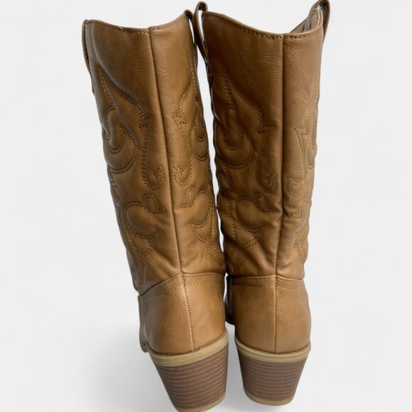 Charles Albert Women's Tan Brown Faux Leather Western Cowboy Cowgirl Size 8 - Picture 8 of 12